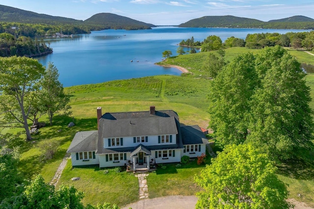 480 Sound Dr, Mount Desert, ME 04660 - drone / aerial view with a water and mountain view