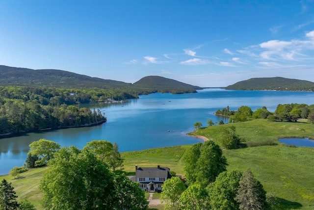 480 Sound Dr, Mount Desert, ME 04660 - aerial view with a water and mountain view
