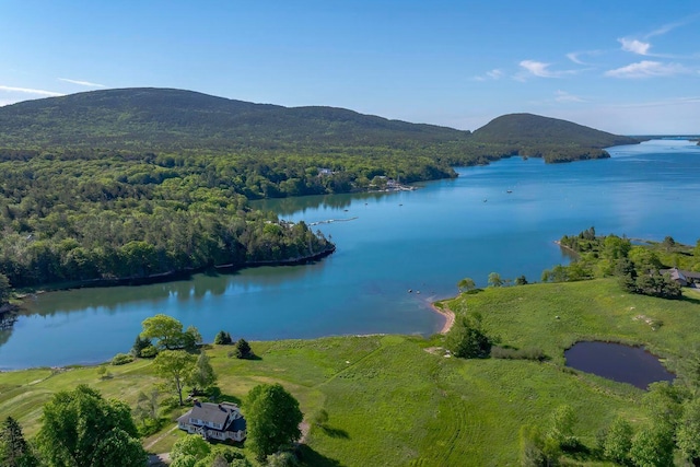 480 Sound Dr, Mount Desert, ME 04660 - aerial view with a forest view and a water and mountain view