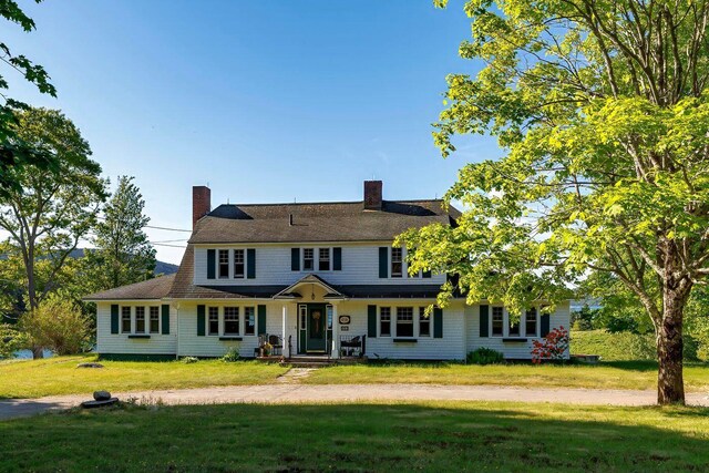 480 Sound Dr, Mount Desert, ME 04660 - view of front of home featuring a chimney and a front lawn