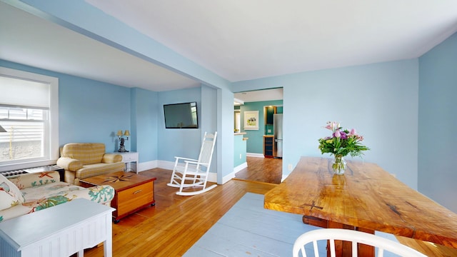 19 Spruce Head Rd, South Thomaston, ME 04858 - living area with wood-type flooring and baseboards