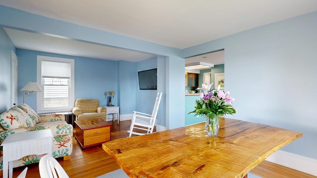 19 Spruce Head Rd, South Thomaston, ME 04858 - dining space with hardwood / wood-style flooring and baseboards