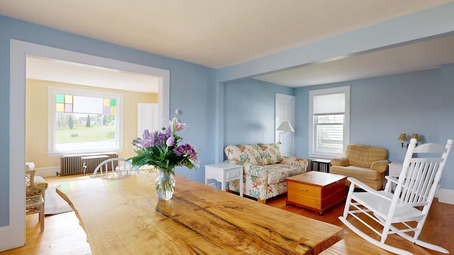 19 Spruce Head Rd, South Thomaston, ME 04858 - dining area with radiator, healthy amount of natural light, and wood finished floors