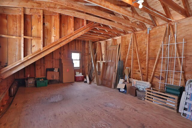 view of unfinished attic