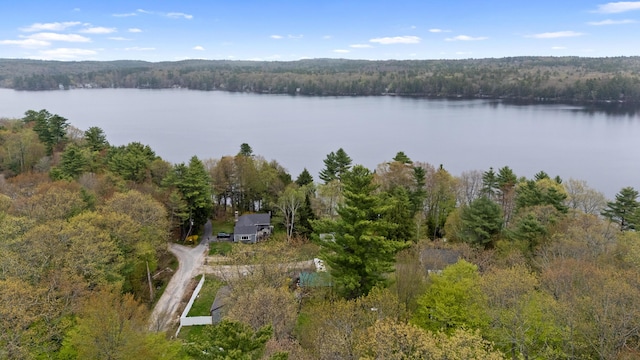 4 Peaceful Way, Windham, ME 04062 - aerial overview of property's location with a heavily wooded area and a nearby body of water