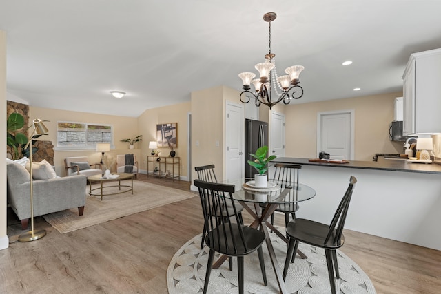4 Peaceful Way, Windham, ME 04062 - dining area with light wood-type flooring, a chandelier, recessed lighting, and baseboards