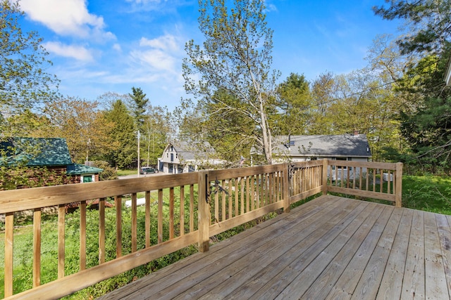 4 Peaceful Way, Windham, ME 04062 - wooden deck with view of wooded area
