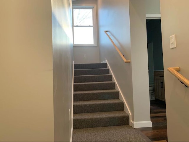 8 College Ave, Gorham, ME 04038 - staircase featuring baseboards