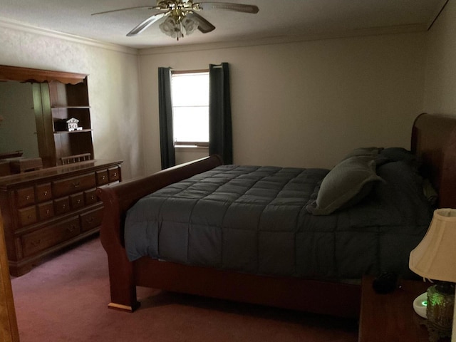 360 Garland Rd, Dexter, ME 04930 - carpeted bedroom with ornamental molding and a ceiling fan