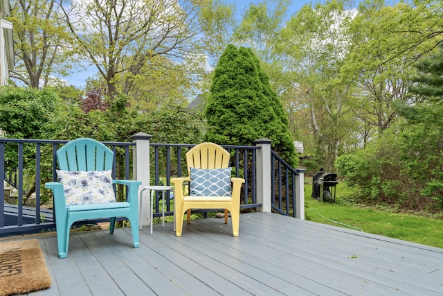 10 Thistleberry Ln, York, ME 03909 - wooden deck with a grill and view of scattered trees