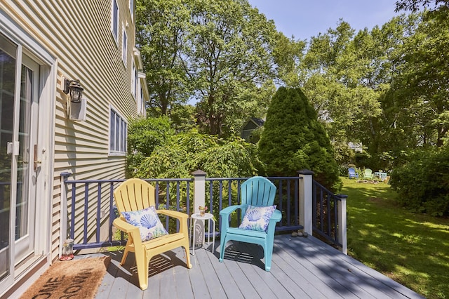 10 Thistleberry Ln, York, ME 03909 - deck with a yard and view of wooded area