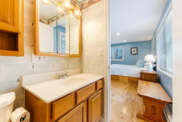 58 Shelton Dr, York, ME 03909 - bathroom with wood-type flooring, plenty of natural light, toilet, and vanity
