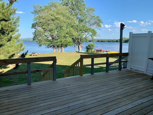 8 Prince St, Lincoln, ME 04457 - wooden deck with a yard and a water view