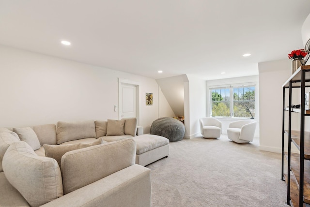 239 Hunter Way, Falmouth, ME 04105 - living area featuring recessed lighting, carpet, and baseboards