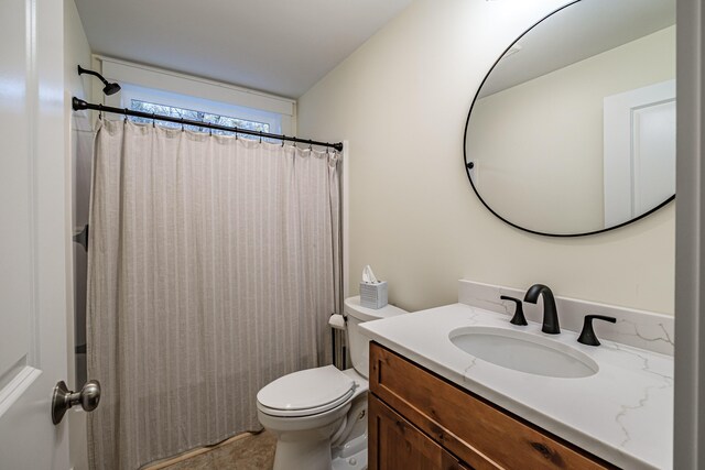 15 Summit Dr, Bridgton, ME 04009 - bathroom featuring curtained shower, vanity, and toilet