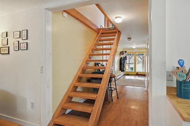 staircase with wood finished floors