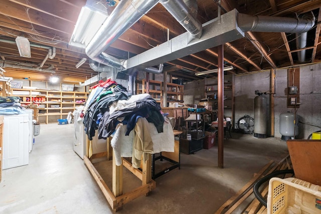 view of unfinished basement