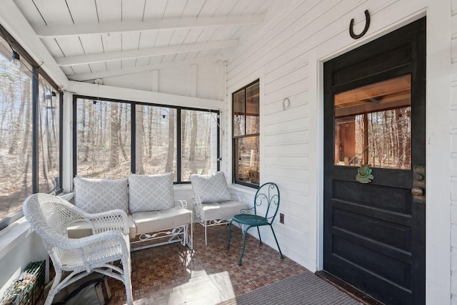 34 Jordan Shore Dr, Poland, ME 04274 - sunroom / solarium with a healthy amount of sunlight and beam ceiling
