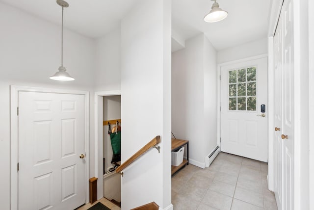 34 Jordan Shore Dr, Poland, ME 04274 - foyer entrance with baseboards, baseboard heating, and light tile patterned floors