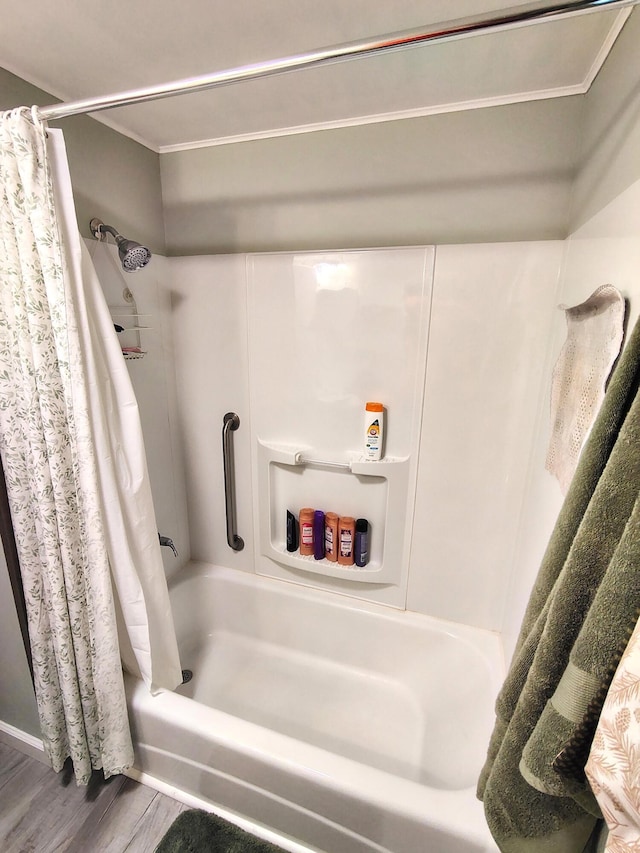 90 Whig St, Winterport, ME 04496 - bathroom with shower / tub combo and wood finished floors