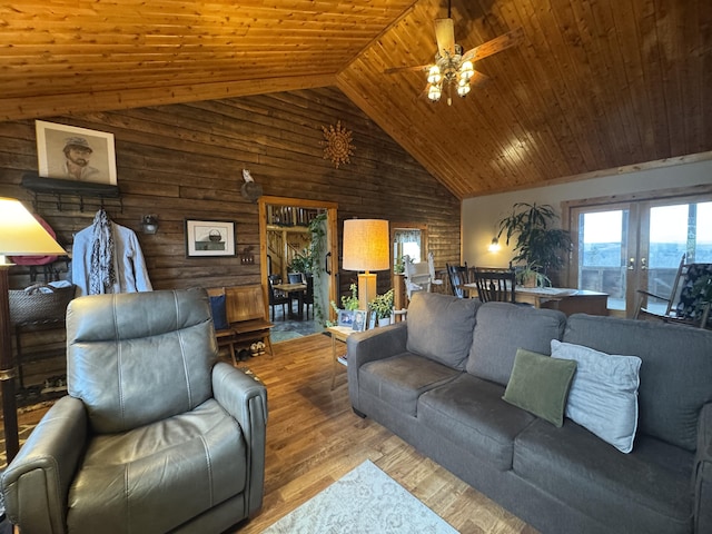 1083 N Rd, Ripley, ME 04930 - living room with a ceiling fan, wooden ceiling, wood finished floors, and a healthy amount of sunlight