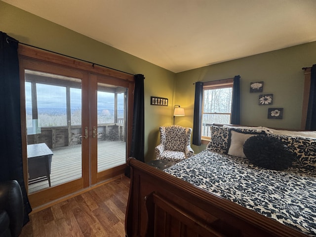 1083 N Rd, Ripley, ME 04930 - bedroom featuring french doors, access to outside, and wood finished floors