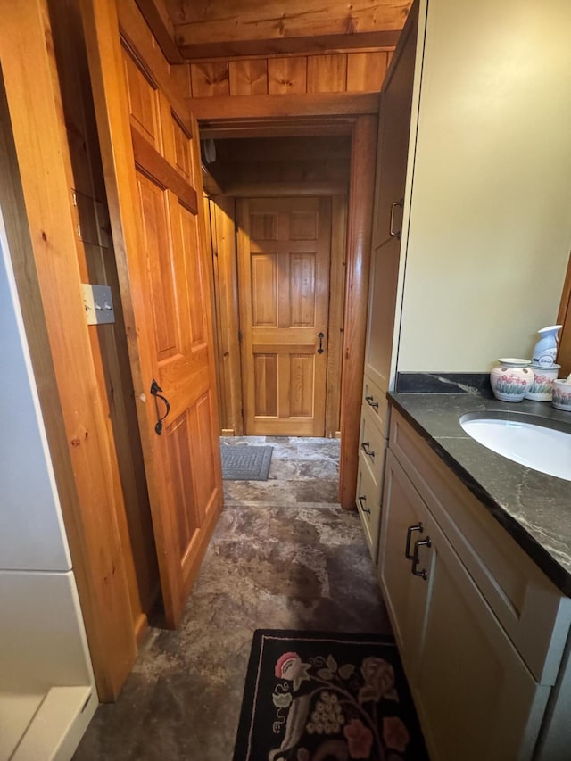 1083 N Rd, Ripley, ME 04930 - hallway with concrete flooring and a sink