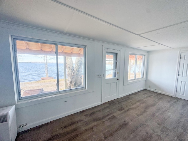 108/9 113 Sandy Beach Rd, Glenburn, ME 04401 - foyer with baseboards, wood finished floors, and a water view