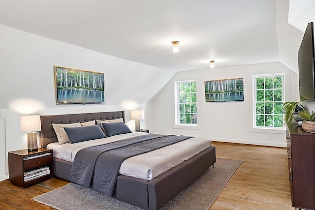 108/9 113 Sandy Beach Rd, Glenburn, ME 04401 - bedroom with wood finished floors and vaulted ceiling