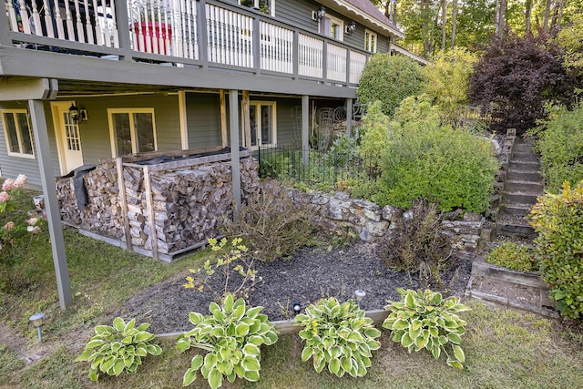 252 General Turner Hill Rd, Turner, ME 04282 - exterior space featuring stairway and a wooden deck