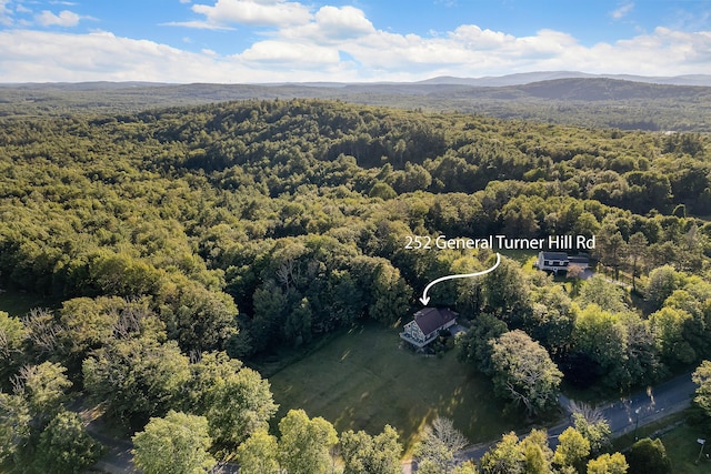 252 General Turner Hill Rd, Turner, ME 04282 - birds eye view of property with a forest view and a mountain view
