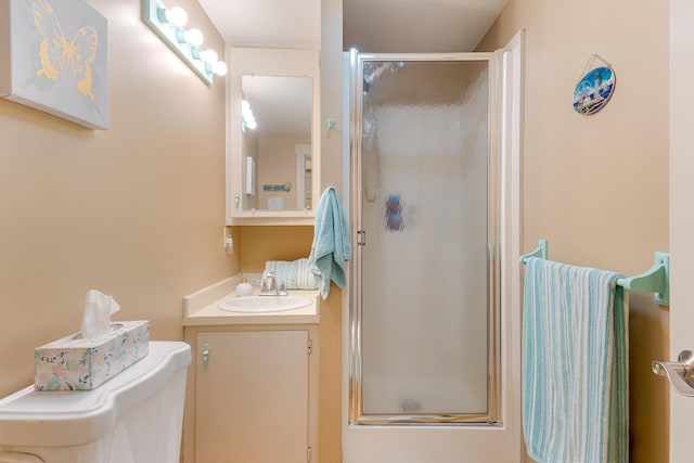 252 General Turner Hill Rd, Turner, ME 04282 - bathroom featuring a shower stall, vanity, and toilet