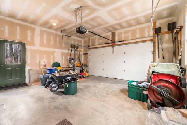 garage with a garage door opener