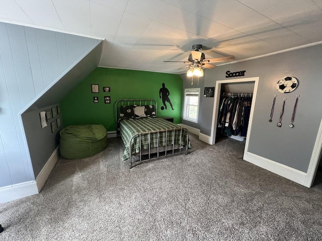 475 Main St, Van Buren, ME 04785 - bedroom featuring carpet flooring, ceiling fan, baseboards, baseboard heating, and a closet