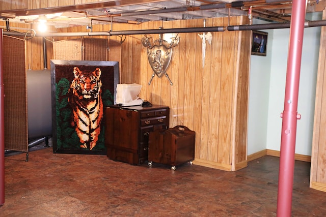 165 Pleasant Ave, Madawaska, ME 04756 - basement with wooden walls and baseboards