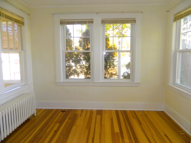 1 Prospect St, Sanford, ME 04083 - spare room with a healthy amount of sunlight, radiator heating unit, and wood finished floors