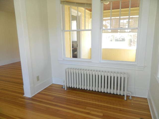 1 Prospect St, Sanford, ME 04083 - empty room featuring baseboards, radiator, and wood finished floors
