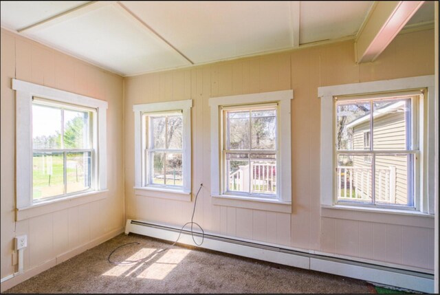 21 Exeter Rd, Corinna, ME 04928 - carpeted spare room with baseboard heating and a wealth of natural light