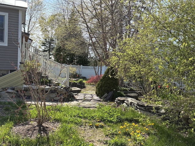 57 Salmond St, Belfast, ME 04915 - view of yard featuring fence and stairway