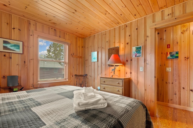 747 S Shore Dr Unit 6, Rangeley Plt, ME 04970 - bedroom with wooden ceiling, wooden walls, and wood finished floors