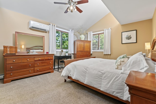 56 Old Kings Hwy, Ogunquit, ME 03907 - bedroom featuring baseboard heating, a wall mounted AC, multiple windows, and carpet floors