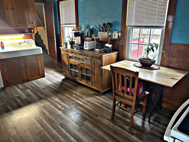 106 Northern Ave, Augusta, ME 04330 - dining room with dark wood-type flooring and stairs