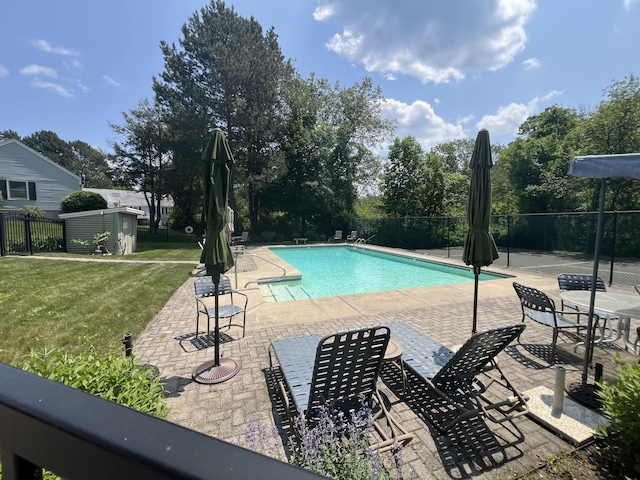 270 Meadowlark Vlg Unit 305, Ogunquit, ME 03907 - community pool featuring a patio and a storage unit