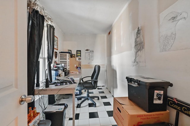 office space with tile patterned floors
