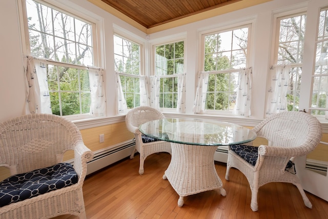 369 Ohio St, Bangor, ME 04401 - sunroom / solarium with wooden ceiling, healthy amount of natural light, hardwood / wood-style floors, french doors, and a baseboard radiator