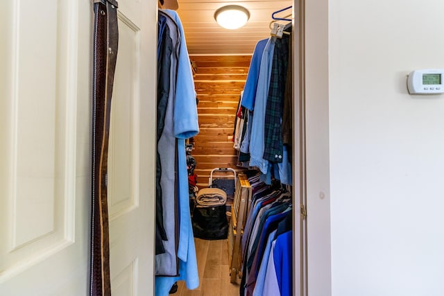 walk in closet featuring wood finished floors