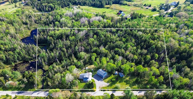 drone / aerial view with a forest view