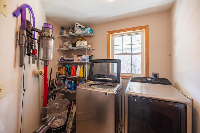 110 Harris Rd, Minot, ME 04258 - washroom featuring laundry area and separate washer and dryer