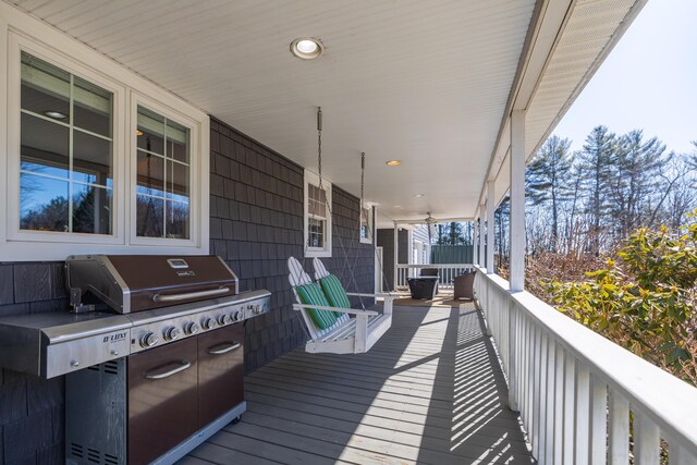 110 Harris Rd, Minot, ME 04258 - wooden terrace with a porch