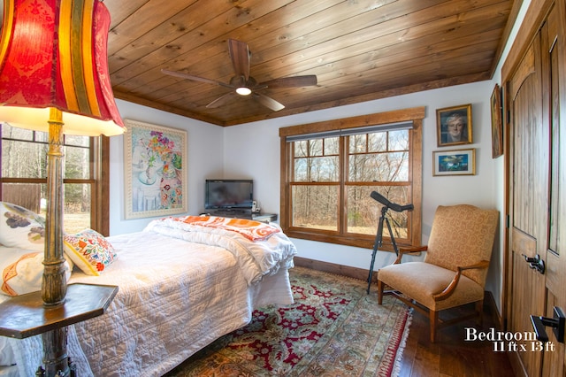 12 Charlies Way, Readfield, ME 04355 - bedroom featuring baseboards, wood ceiling, and hardwood / wood-style floors